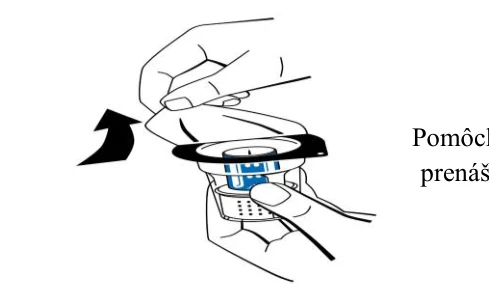 A close-up of a hand holding a blue and black device

Description automatically generated