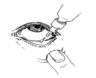 Demonstrating how to use eye drops