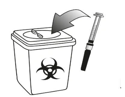 A syringe and a container
Description automatically generated