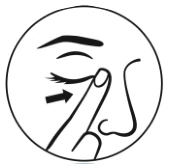 A close-up of a finger pointing to a face

Description automatically generated